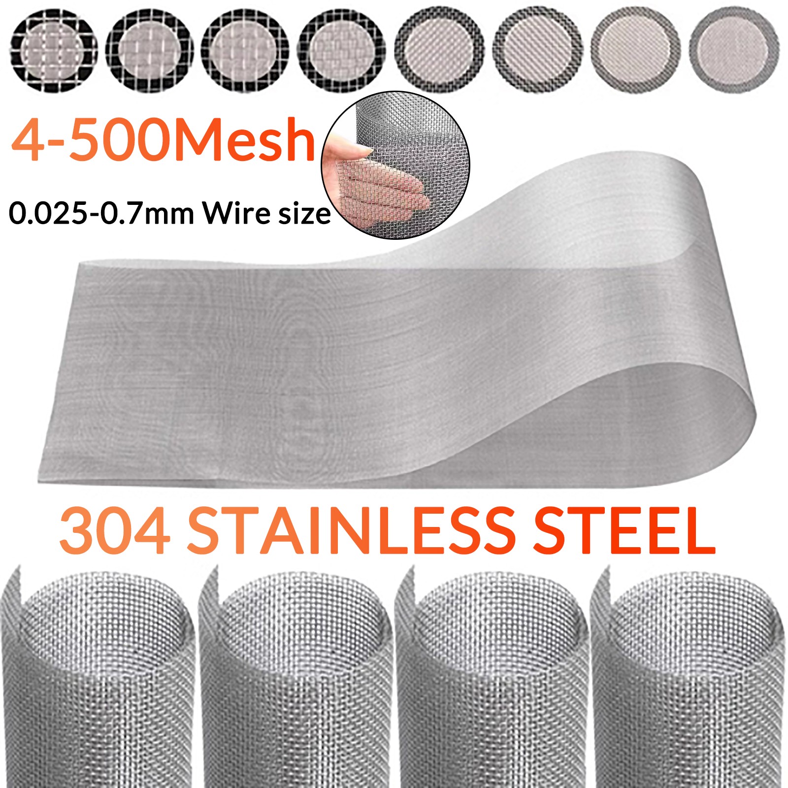 Stainless Steel Woven Wire Mesh (filter grading sheet) Metal Silk to Heavy Gauze