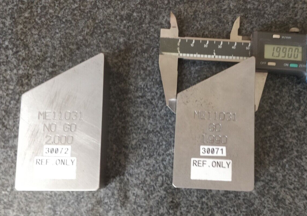 Master Gage Block 2" + 1.990" Go & No Go Set ~ Large solid pieces