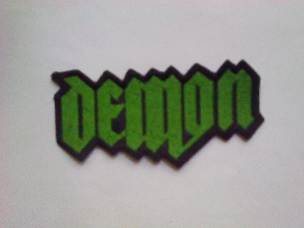 DEMON,SEW ON GREEN EMBROIDERED PATCH