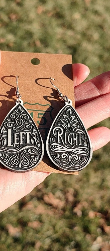 Right and left teardrop dangle earrings