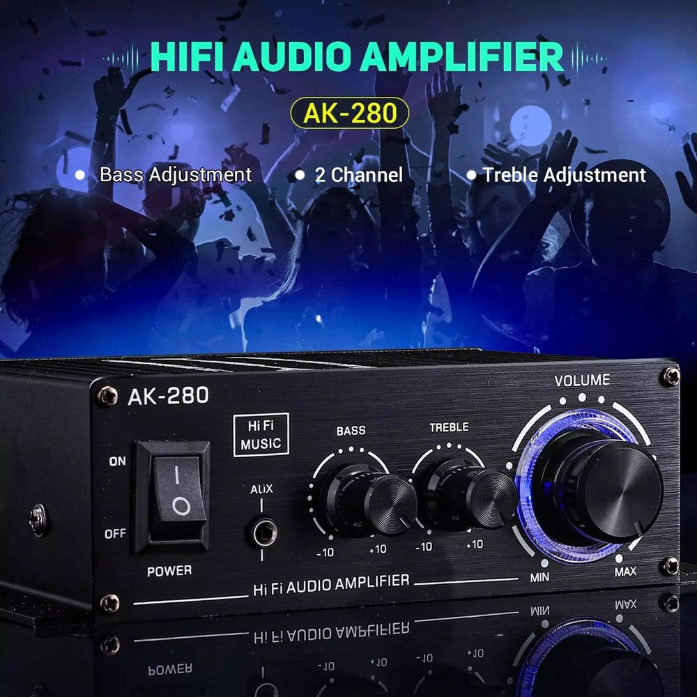 Protable 2.0 Channel AK280 Mini HIFI Stereo Audio Power Digital Amplifier