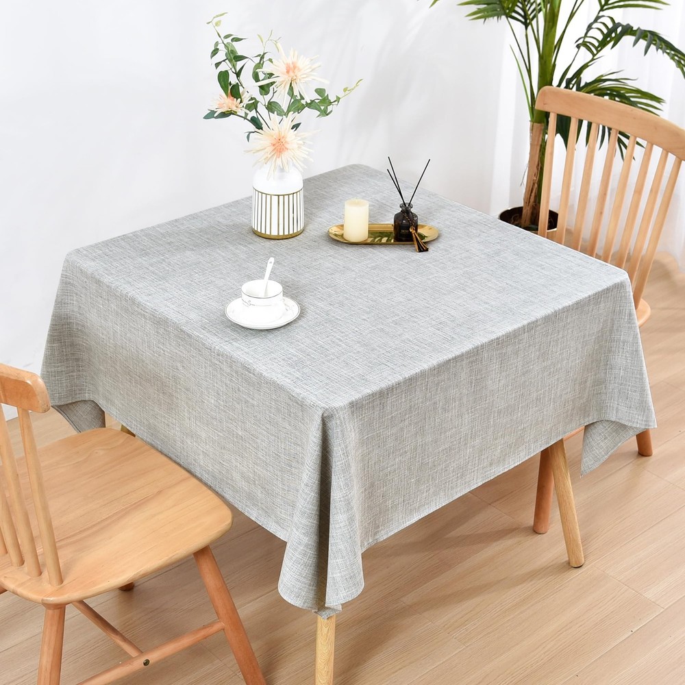 52x52 Inch Square Tablecloth Rustic Textured Polyester Table Cloth Washable F...