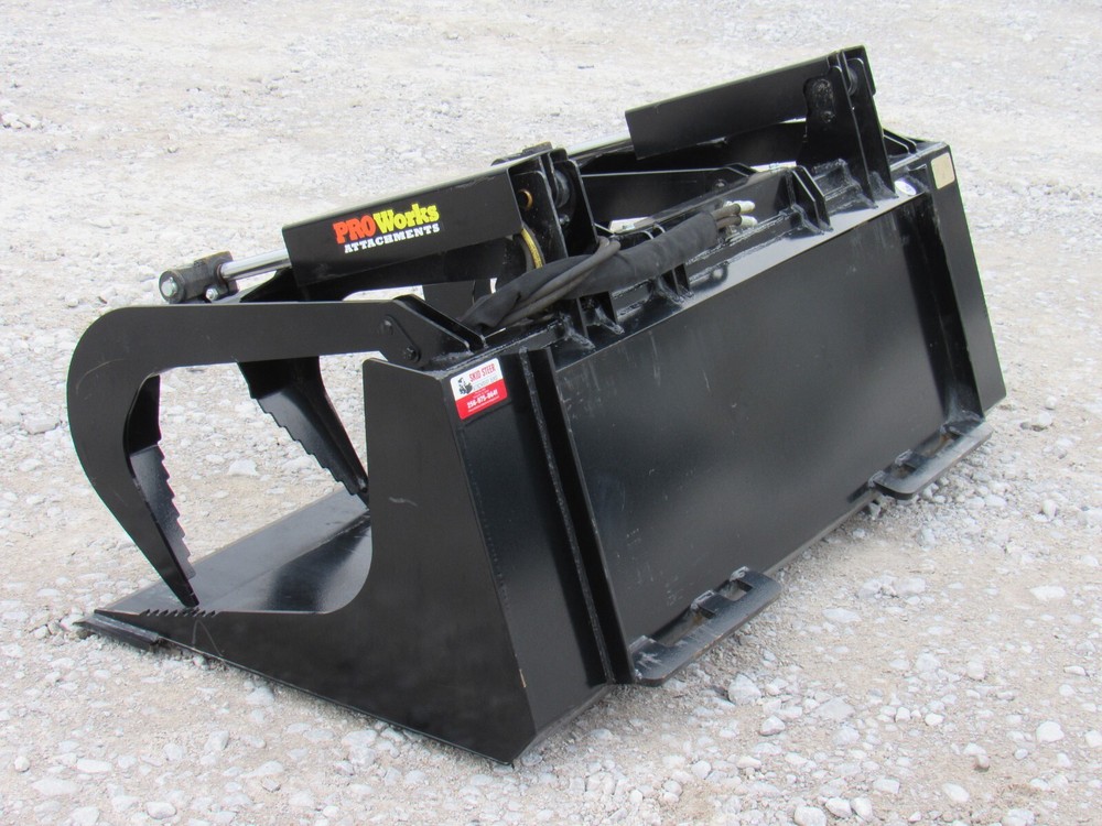 60" Solid Bottom Grapple Grease & 48" Full Guard Pallet Forks Combo Quick Attach
