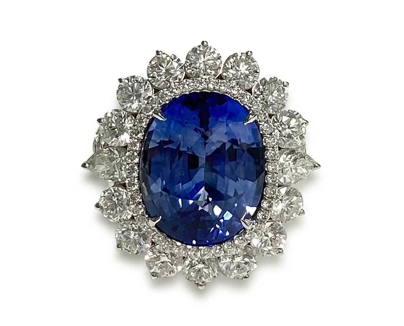 6.00 Ct Natural Sapphire Diamond Engagement Wedding Ring 14K White Gold Size 6