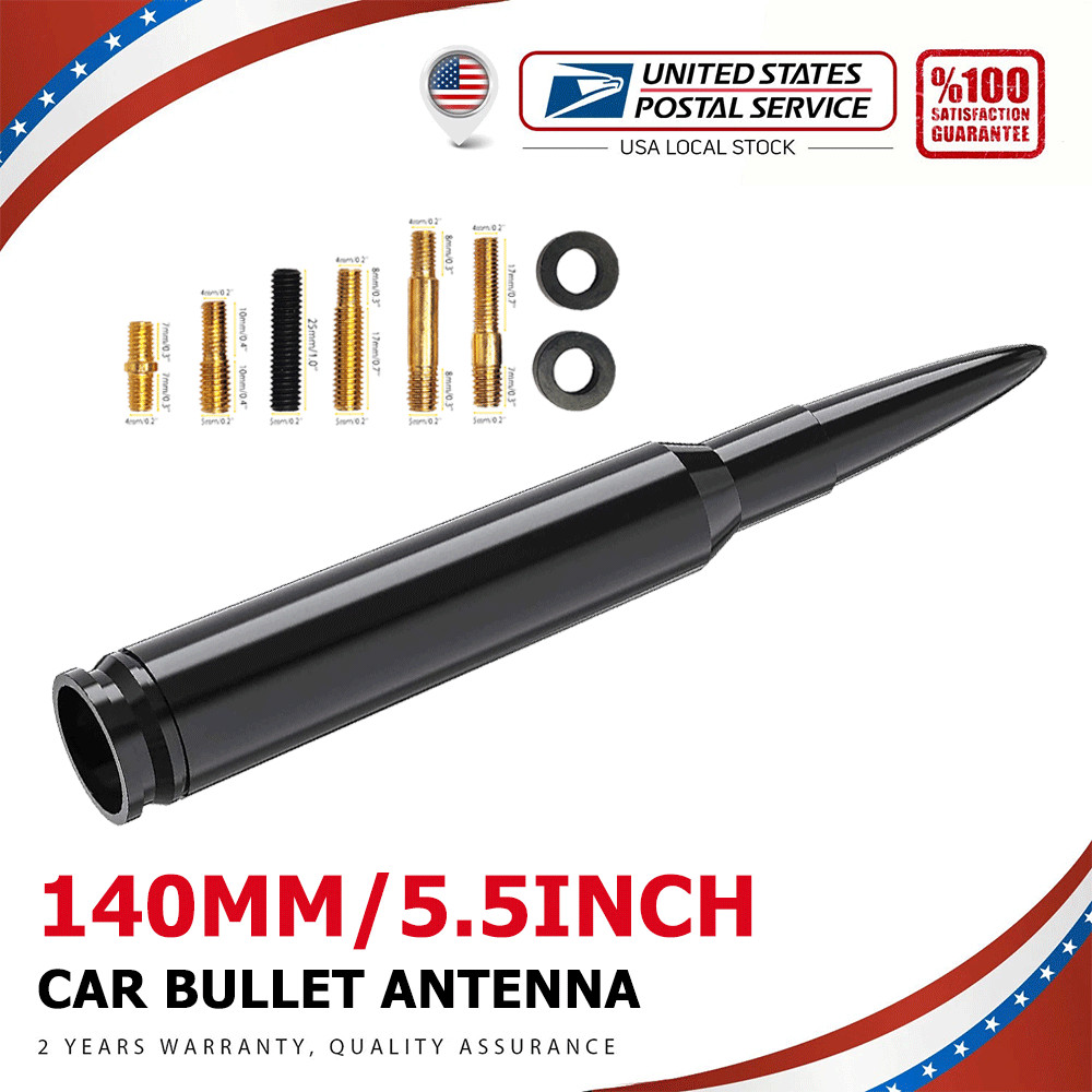 CHROME Bullet Antenna for Ford F150 Chevy Silverado GMC Sierra Dodge RAM 50 Cal
