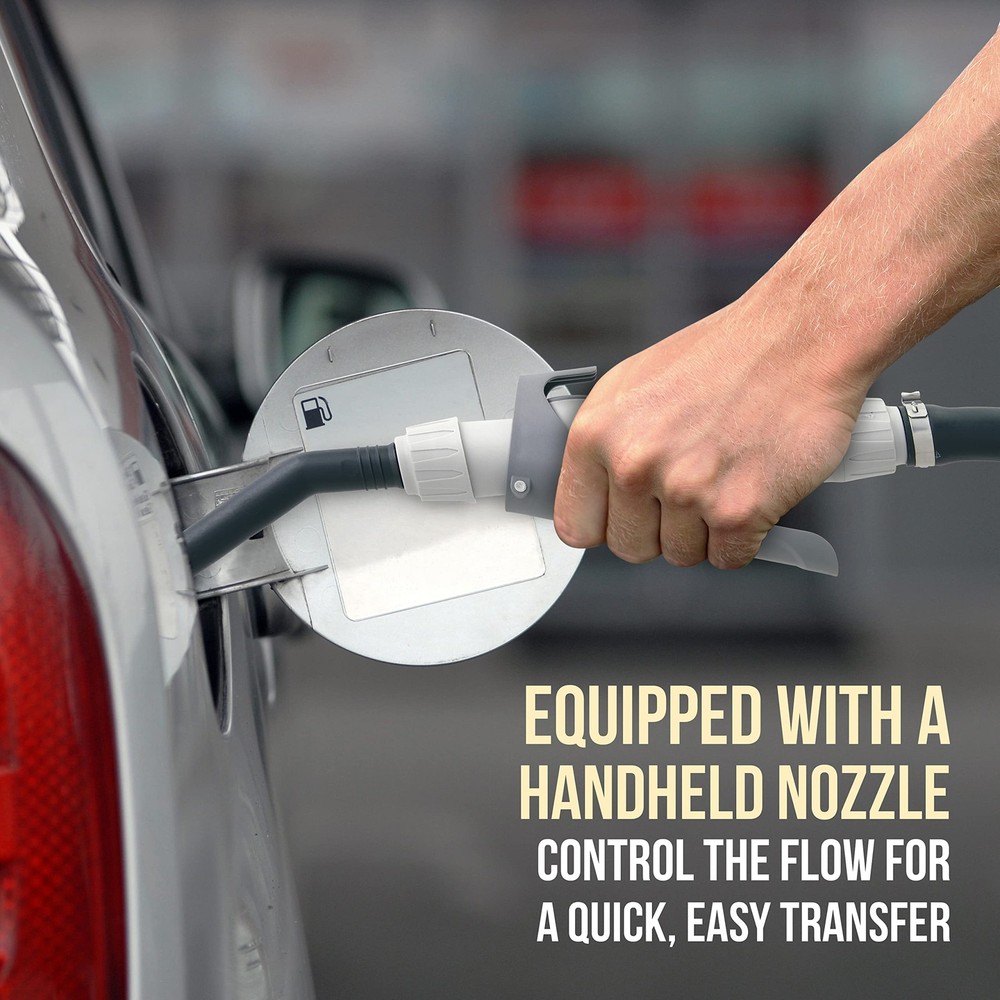 DEWAY Automatic Fuel Transfer Pump with Nozzle for Quick Flow Large, Grey