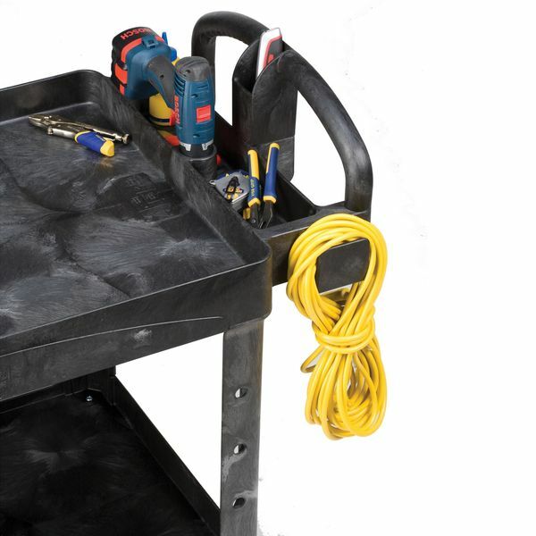 Rubbermaid Fg452088bla Plastic Utility Cart With Deep Lipped Plastic Shelves,