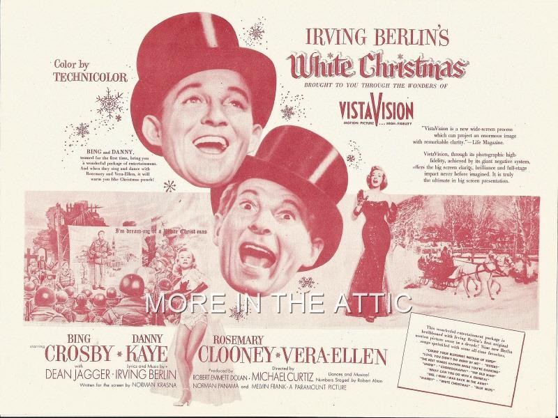 BING CROSBY VERA ELLEN DANNY KAYE ORIG VINTAGE WHITE CHRISTMAS US FILM HERALD