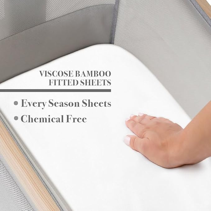 Bamboo Bassinet Fitted Sheet by Venice Child, Off White, 2 Pack