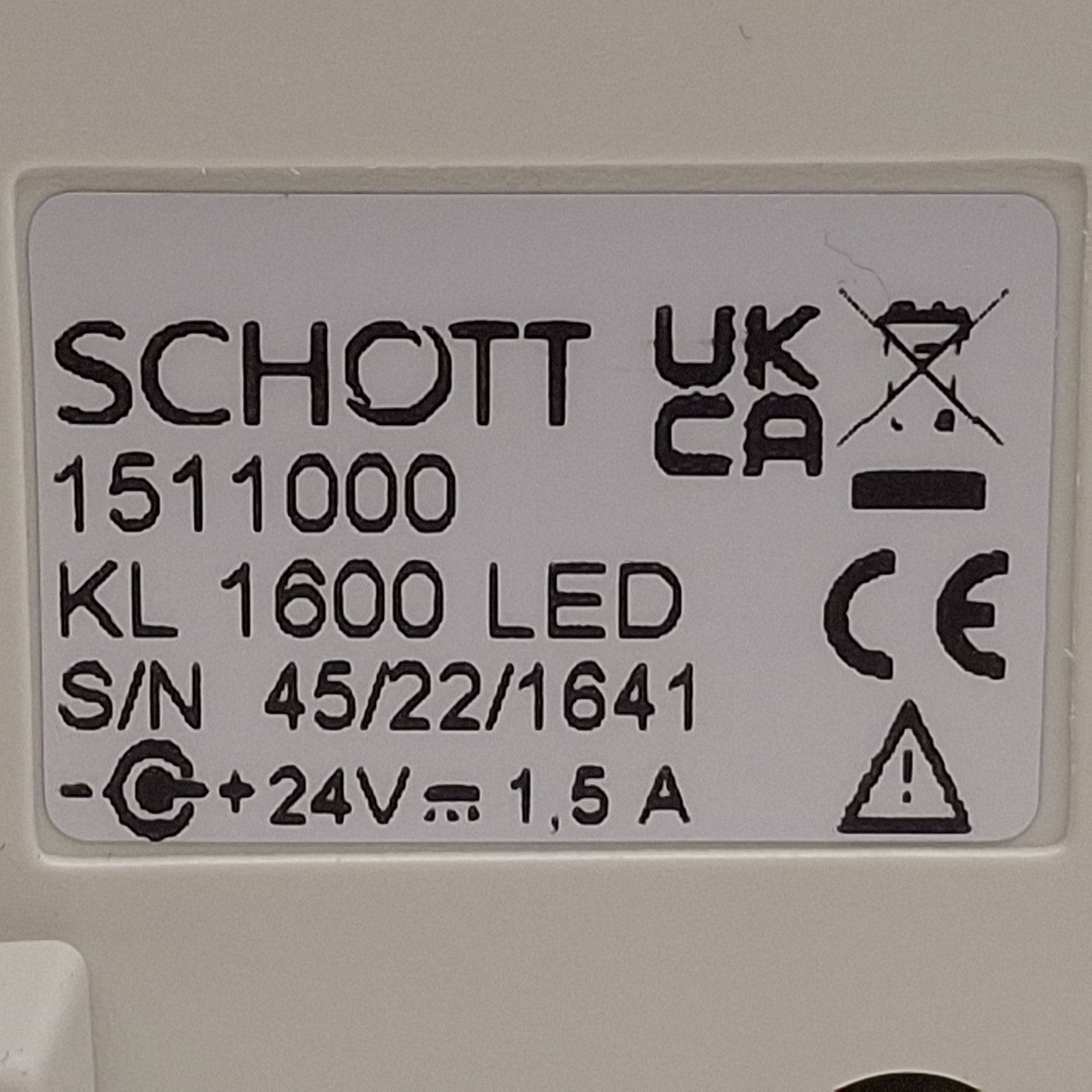 Schott KL 1600 LED Fiber Optic Light Source, White 5600K, ø10mm Output, 24VDC