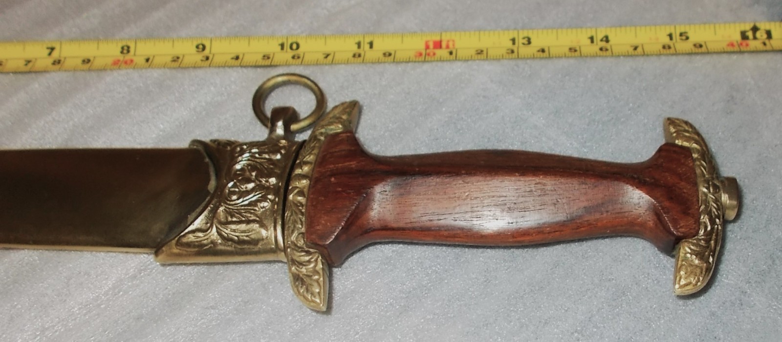 RARE? Vtg Brass or Copper Sheath & Double Edged Dagger Knife Hand Engraved INDIA