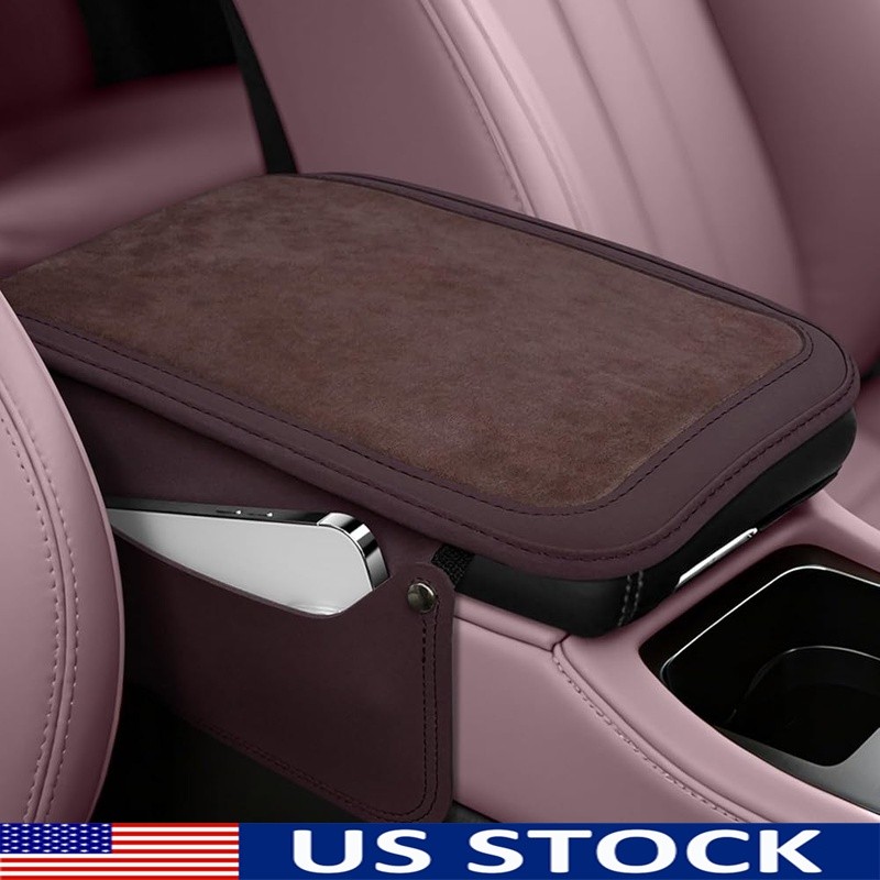 Durable Leather Armrest Pad W/ 5 Side Pockets Universal Console Protector New