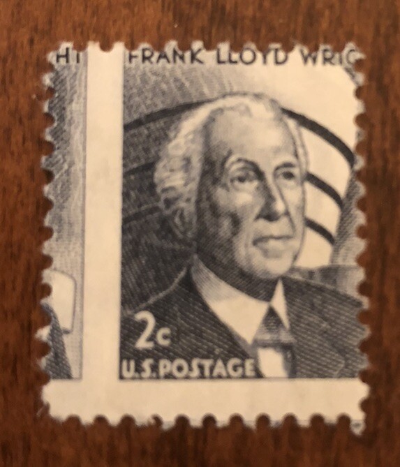 1280, Huge Misperf Error 2¢ Frank Lloyd Wright Stamp Excellent Cond- Stuart Katz