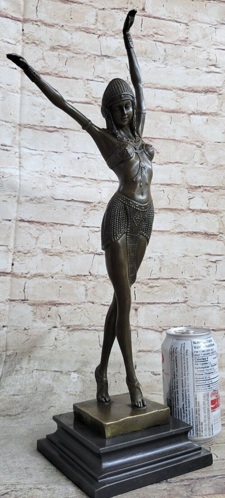 Romanian Dancer Chiparus Brown Signed Bronze Sculpture Statue Figurine Artwork