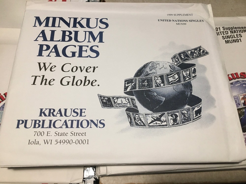 New Minkus United Nations Singles Stamp Album Supplement Pages- 1999