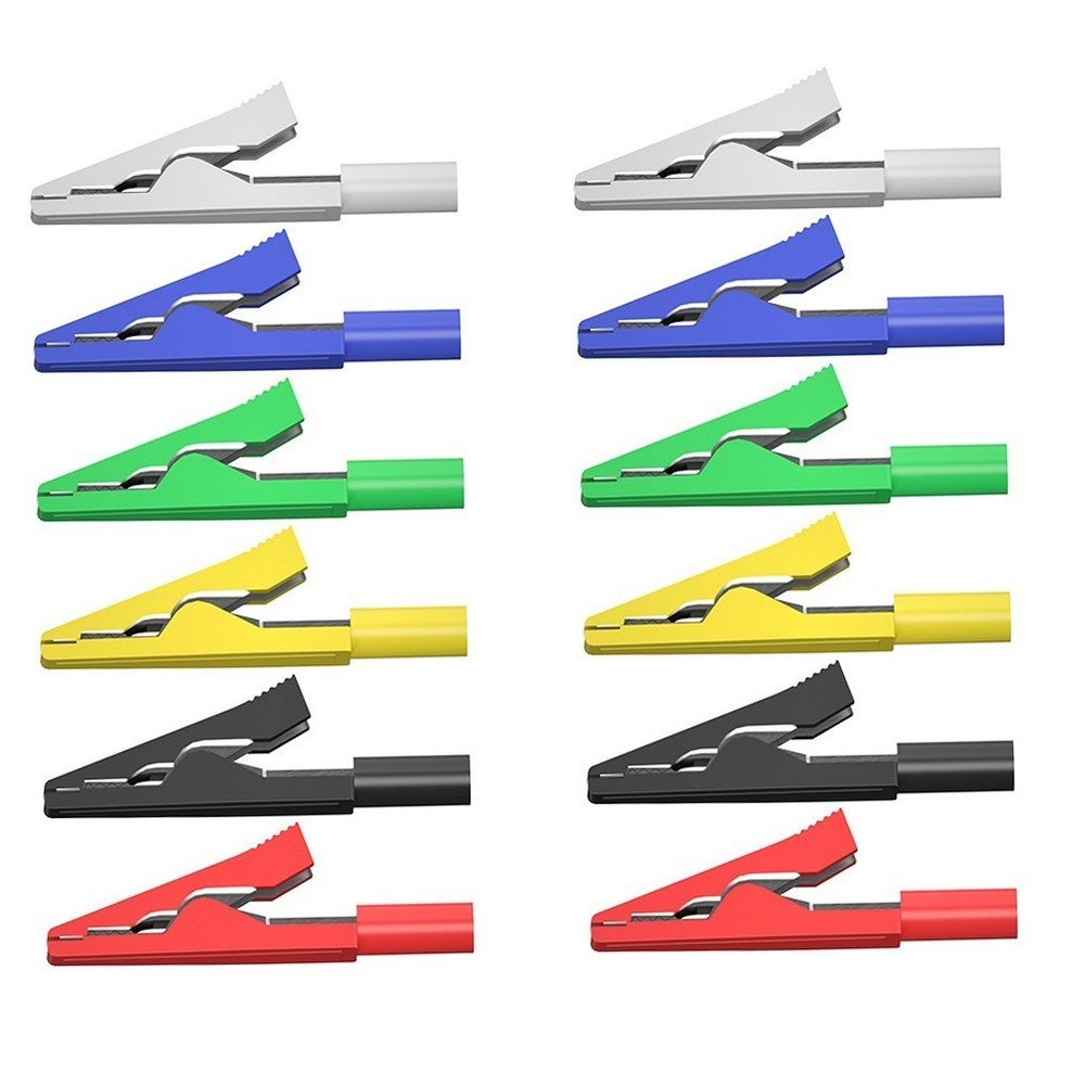 12PC Colored Crocodile Clips for Secure Connections in Electrical Projects