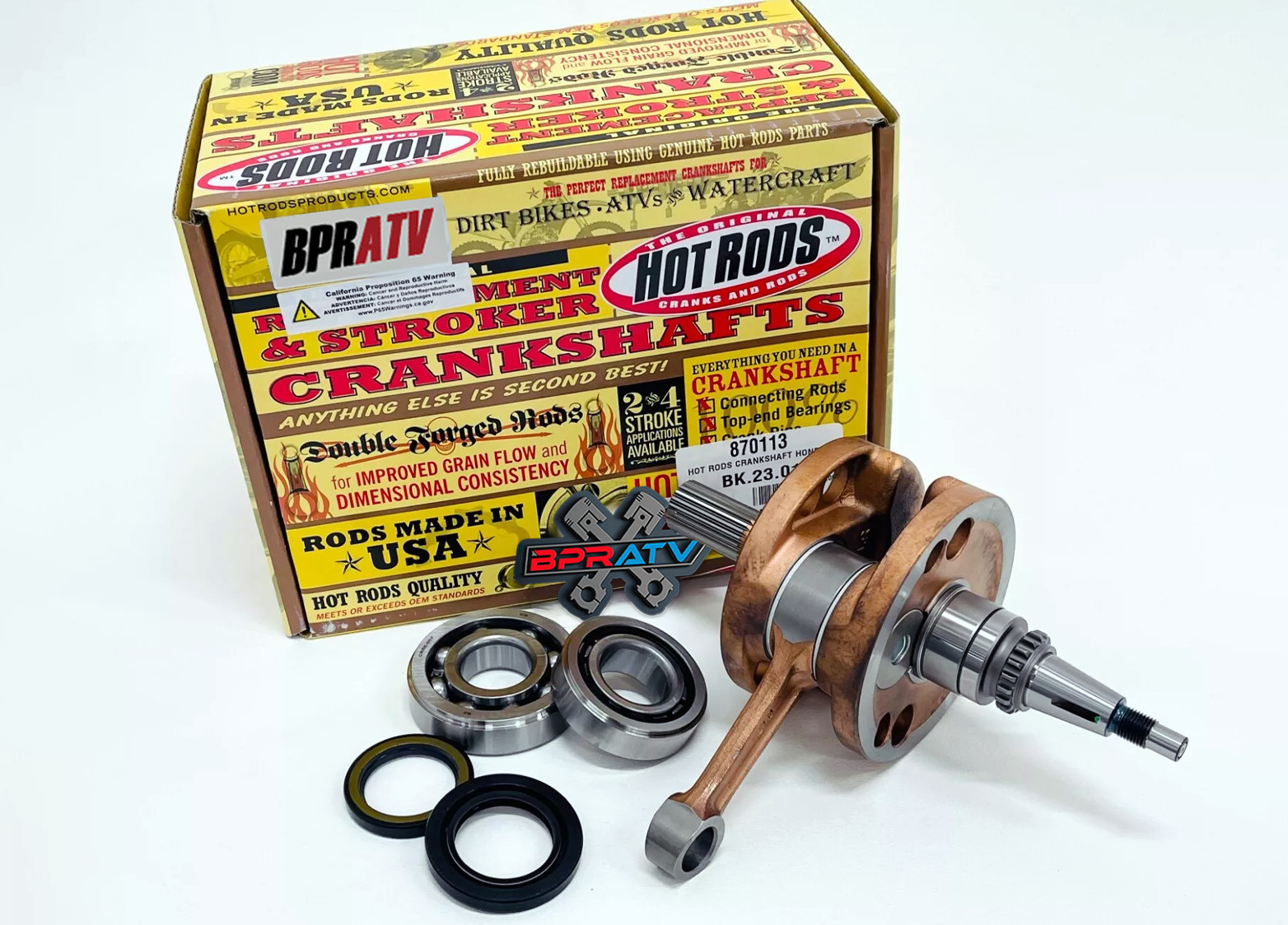 New Hot Rods Crankshaft Rebuild Kit TRX450R TRX450ER '06-14 SKF Bearings Gaskets