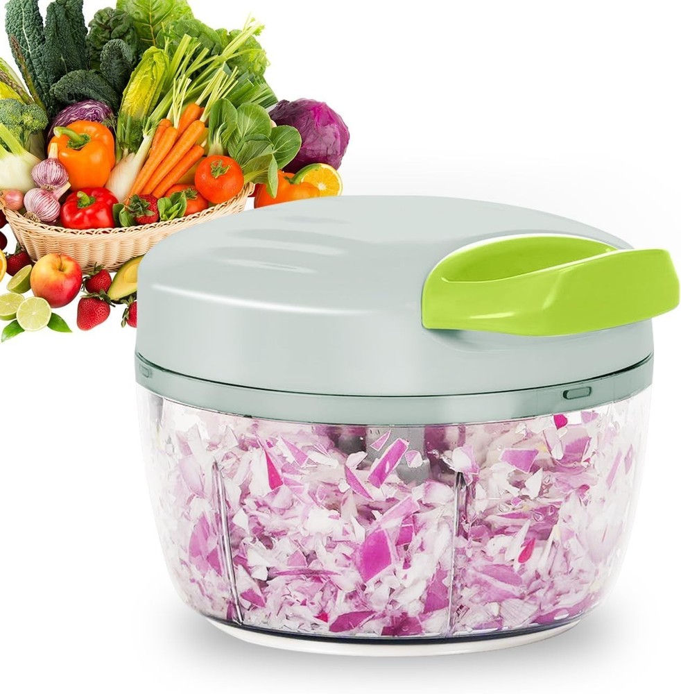 Manual Food Processor Vegetable Chopper 2.3 Cup Small Mini Hand Pull String Onio