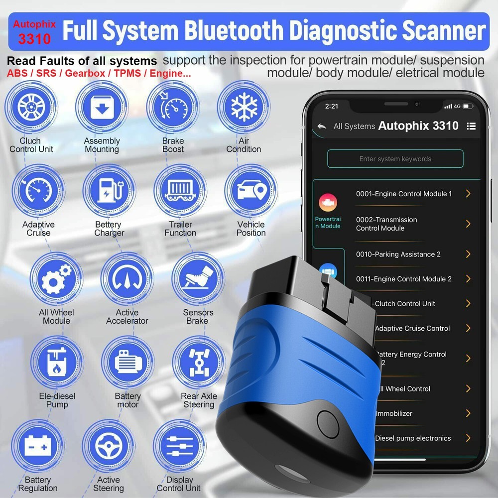 AUTOPHIX 3310 OBD2 Code Reader All System Diagnostic Scanner Oil Reset BAT Check