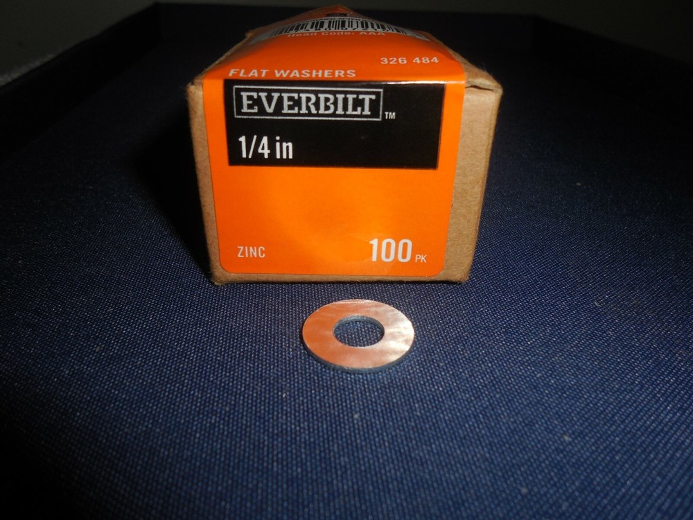 EVERBILT ZINC 1/4 INCH FLAT WASHERS - 100 PER BOX