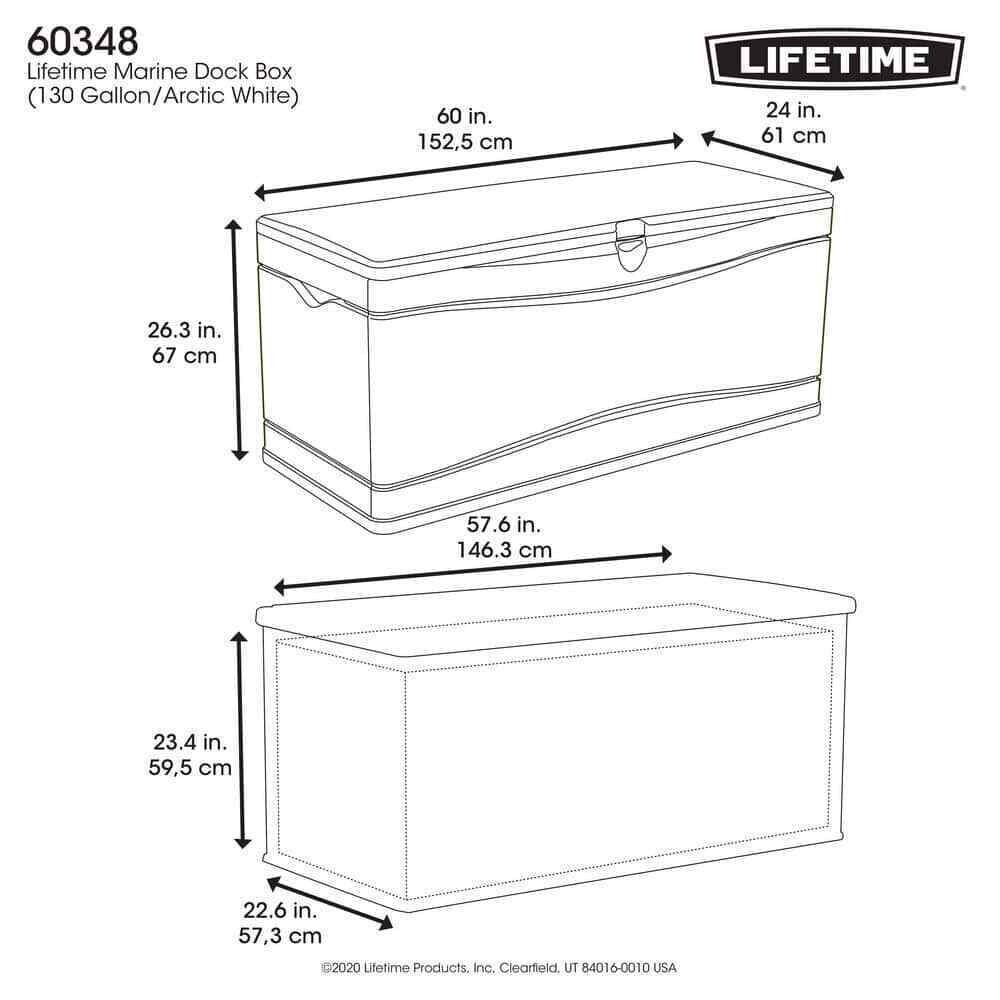 Resin Marine Dock Box Weather-Resistant with Handles and Lid Durable 130 Gal.