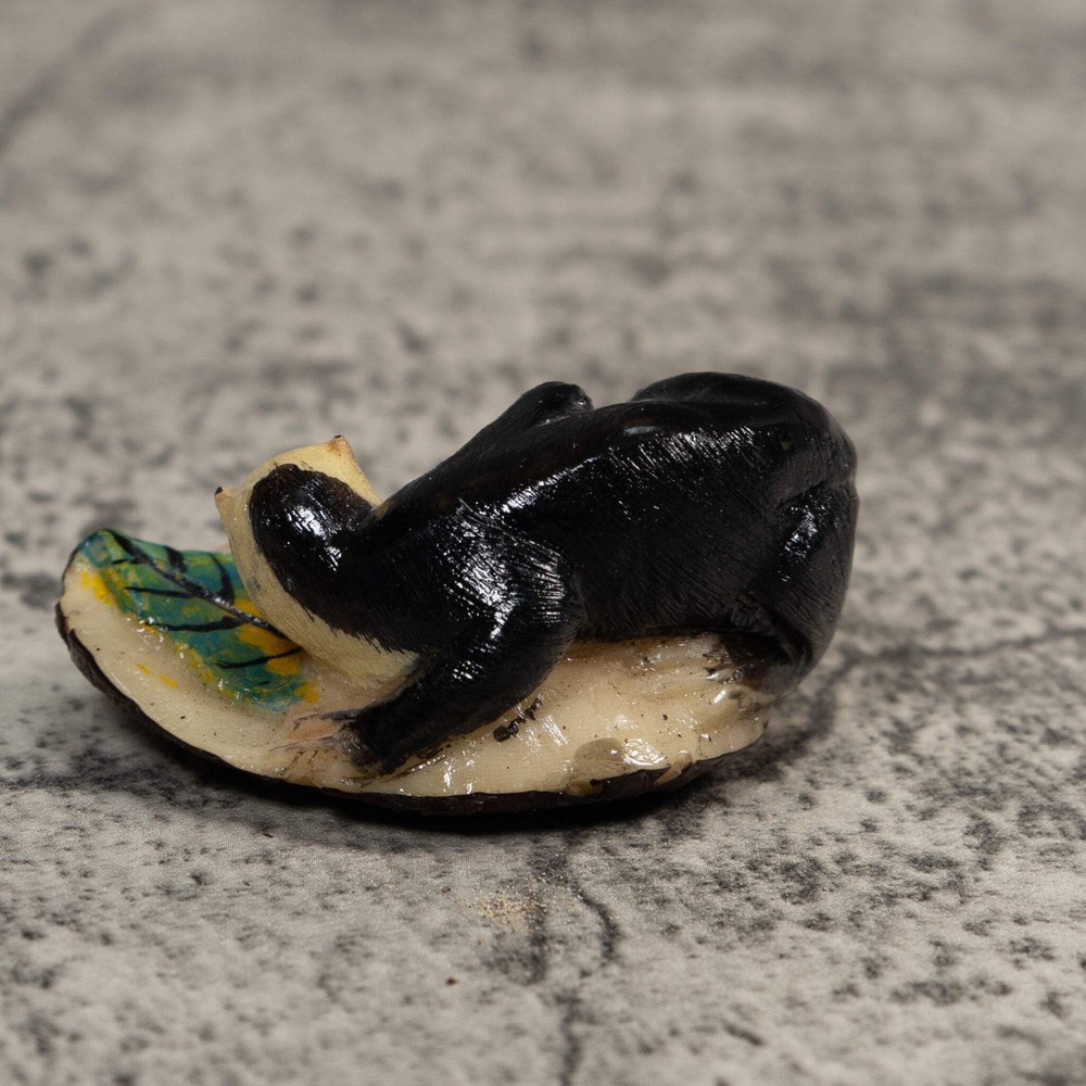 Vintage Black Monkey Tagua Carving