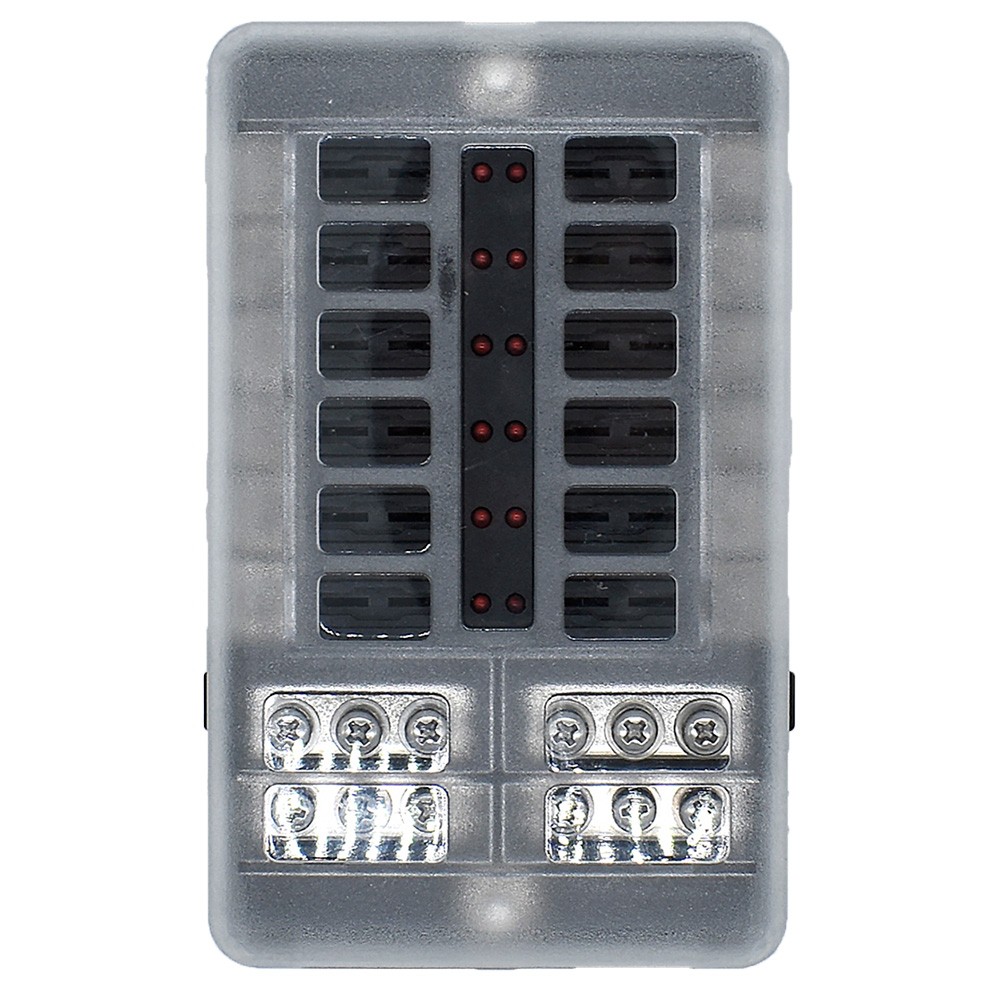 BLUEWATER 12 POSITION FUSE  BLOCK W/ LED