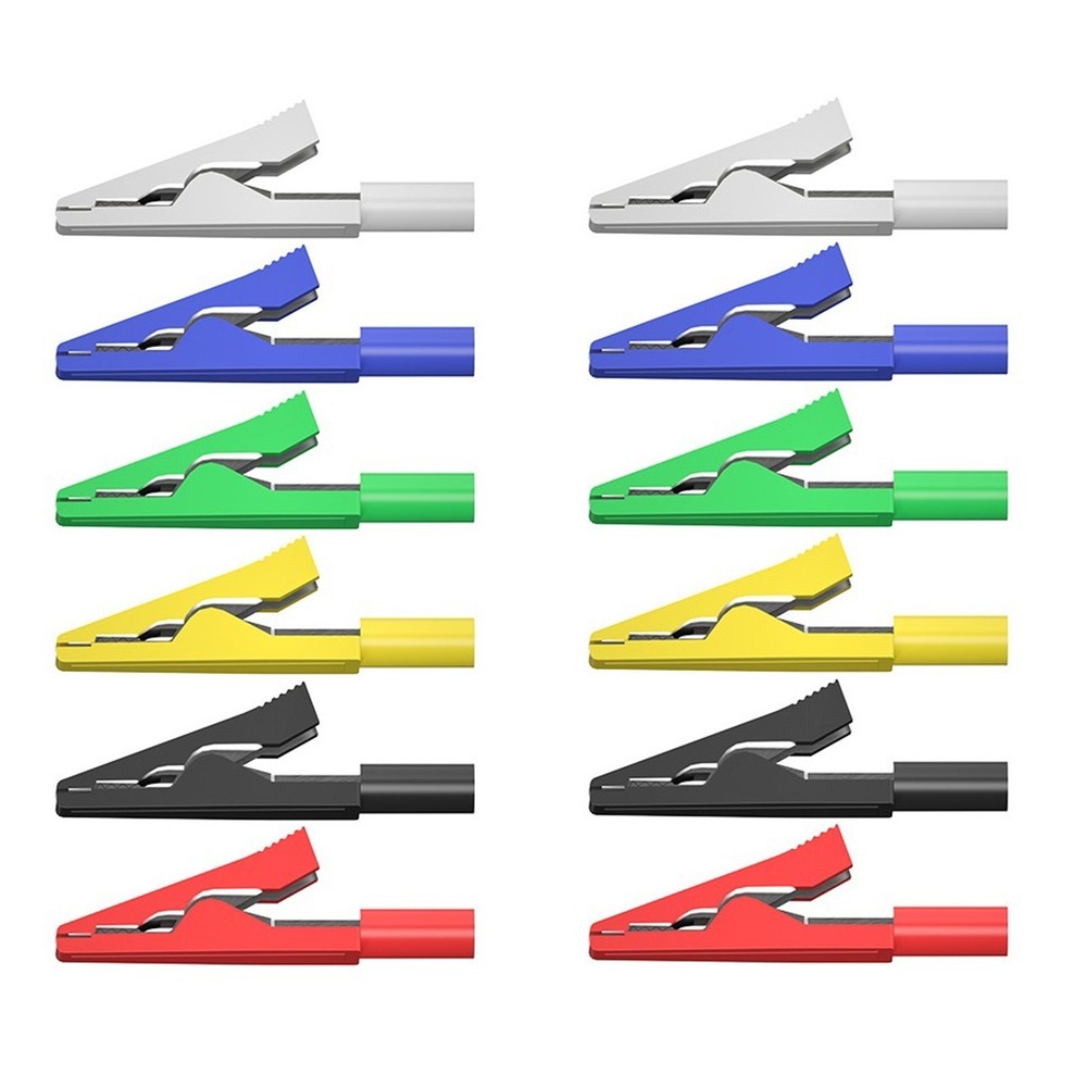 12PC Colored Crocodile Clips for Secure Connections in Electrical Projects