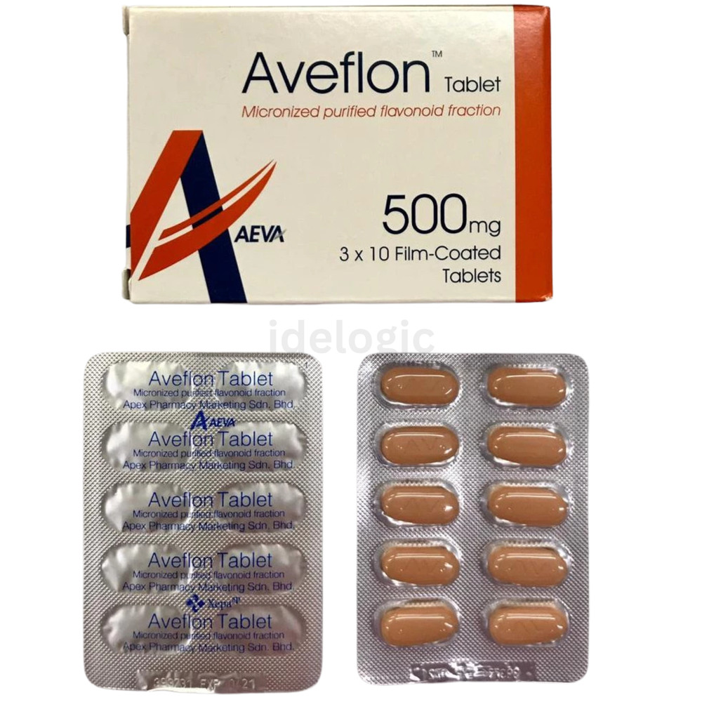 Aveflon 500mg 2 Pack (60 Tablets) Diosmin Complex - Vascular System Support