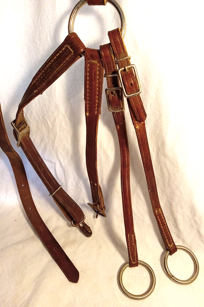 Vtg Running Martindale Leather reins with O-Ring Snaffle Bit