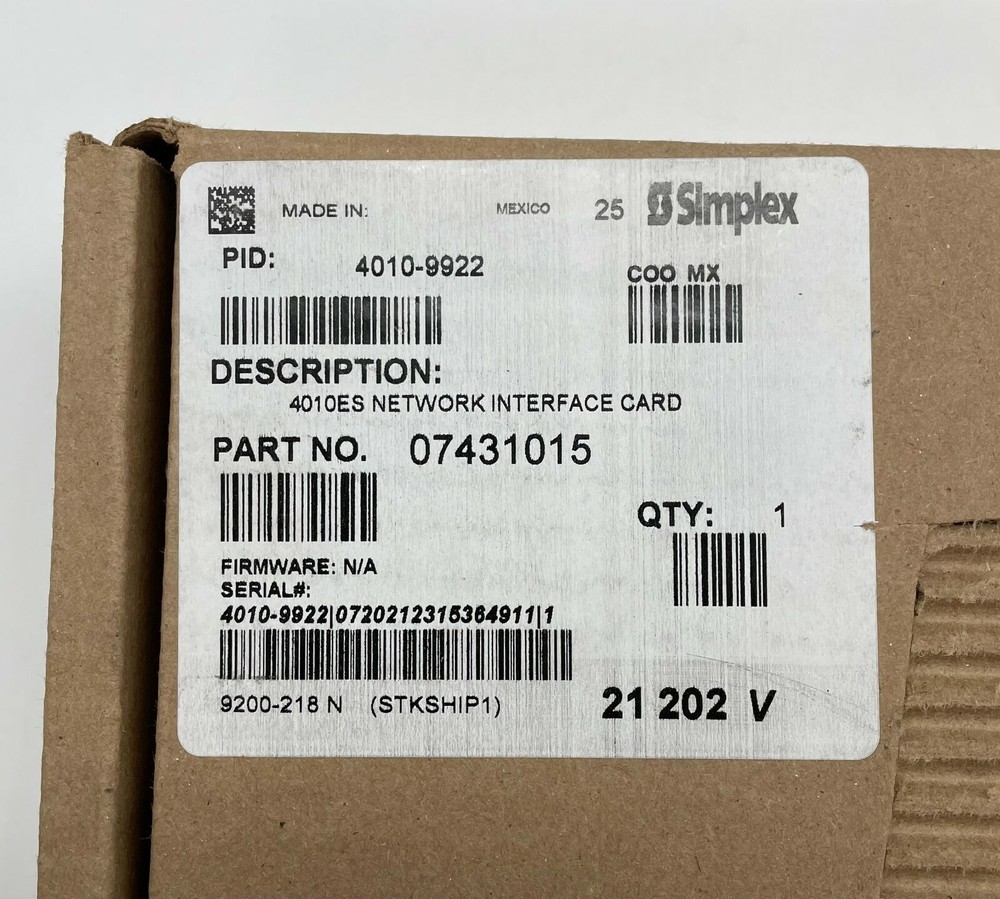 Simplex 4010-9922 | 4010ES NETWORK INTERFACE CARD | Same Day Shipping (SEALED)