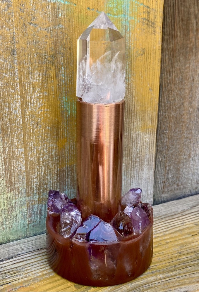 Orgone Cloudbuster with Quartz Crystal Scepter Point & Copper Pipe