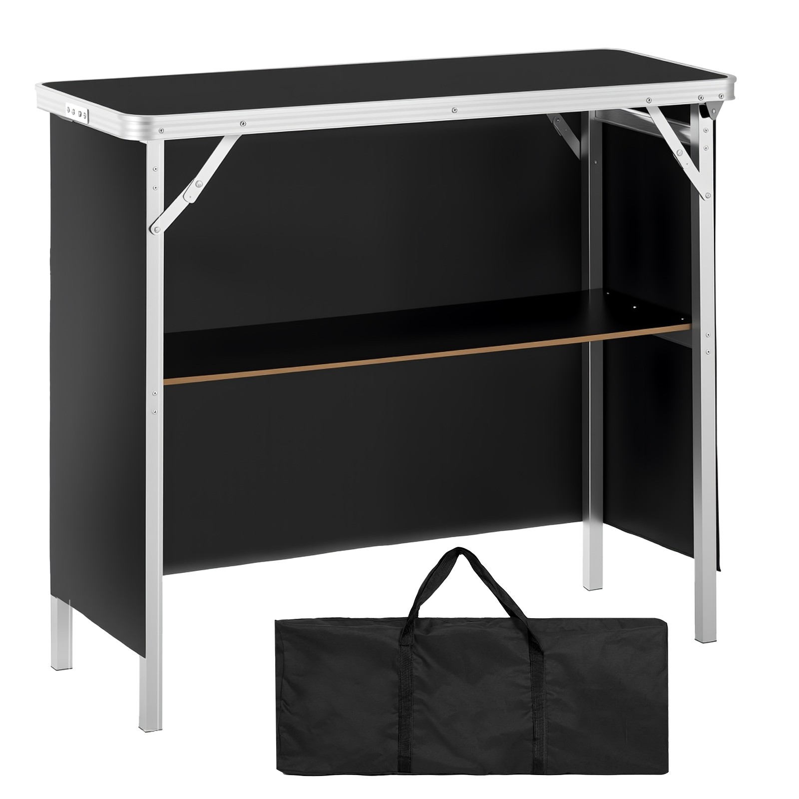 Folding Portable Bar Table, Foldable Pop-Up Bar with Carrying Bag & Black Skirt