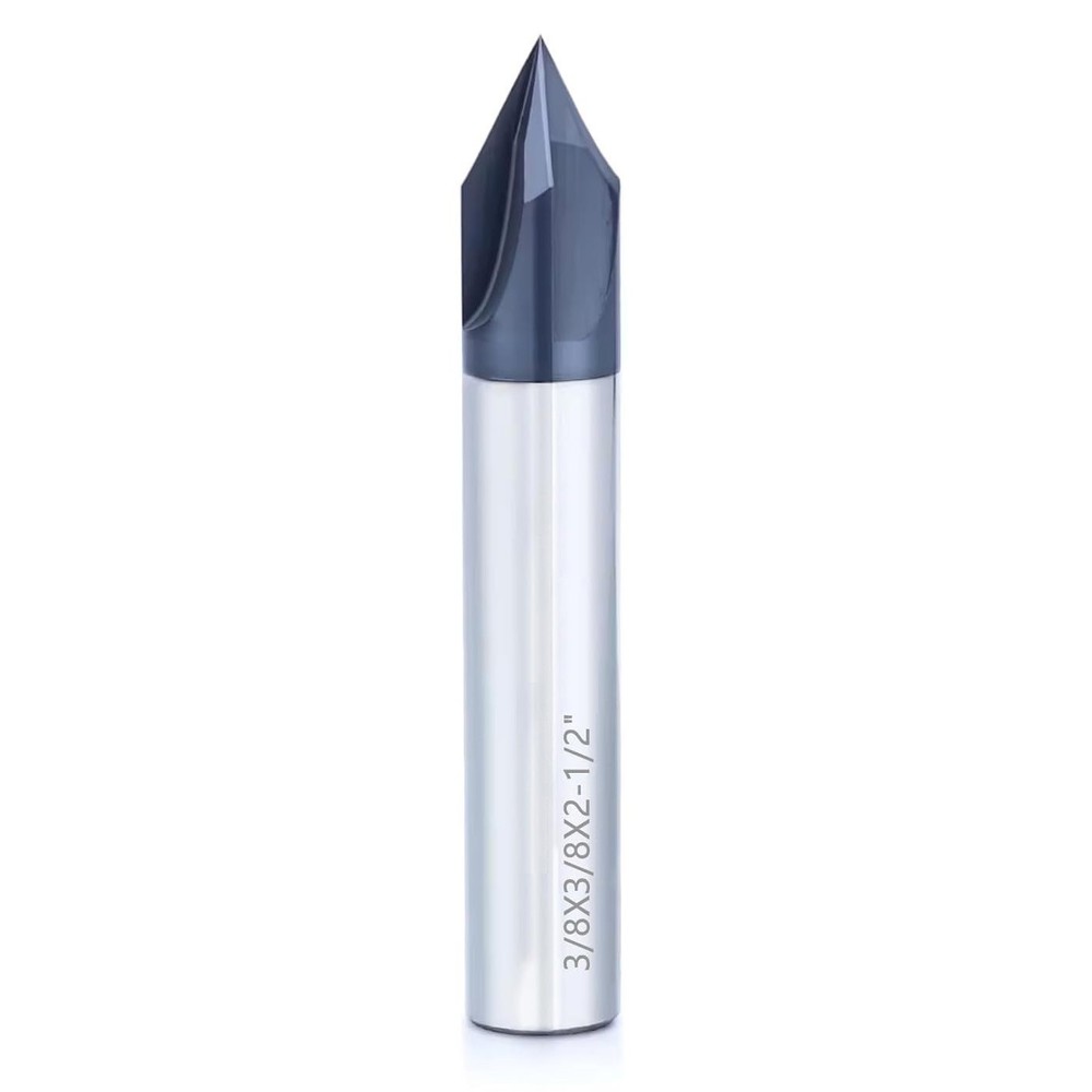 3/8" 4 Flute 60 Degree Solid Carbide Chamfer Mill - Single End - AlTiN Coated
