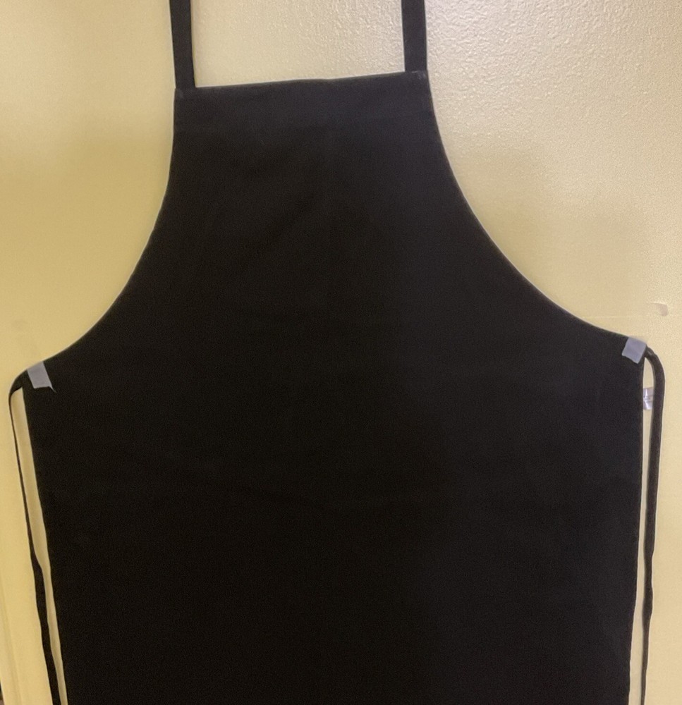 Basic Chef Bib APRON, 100% Spun Polyester BLACK