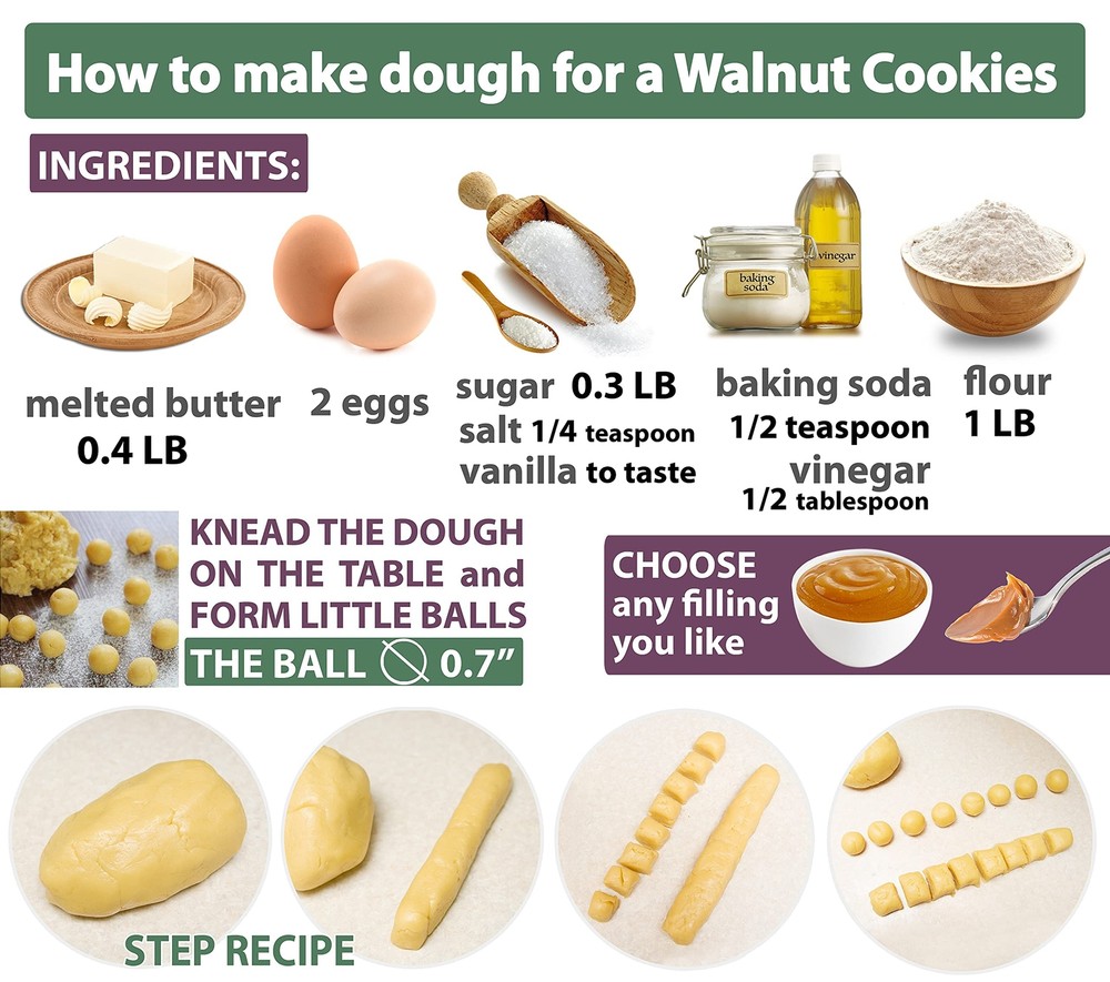 Walnut Cookie Mold Maker 16 Non-Stick Granite - Oreshki Mold Maker - Walnut C...