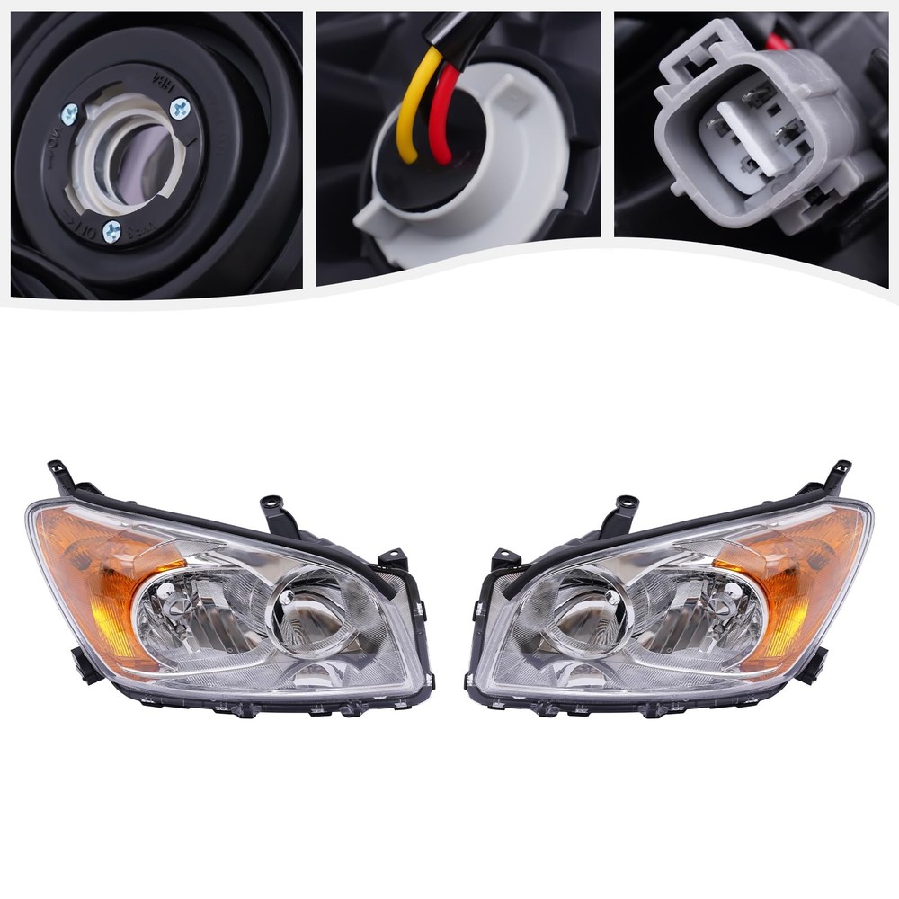 Halogen Projector Headlights Set for 2009-2012 Rav-4 Direct Replacement