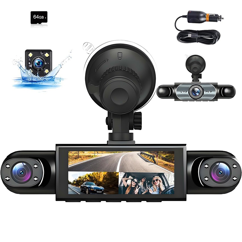 360° 4 Channel 1080P HD Car Dash Cam Front and Rear Inside Left Right + Camera