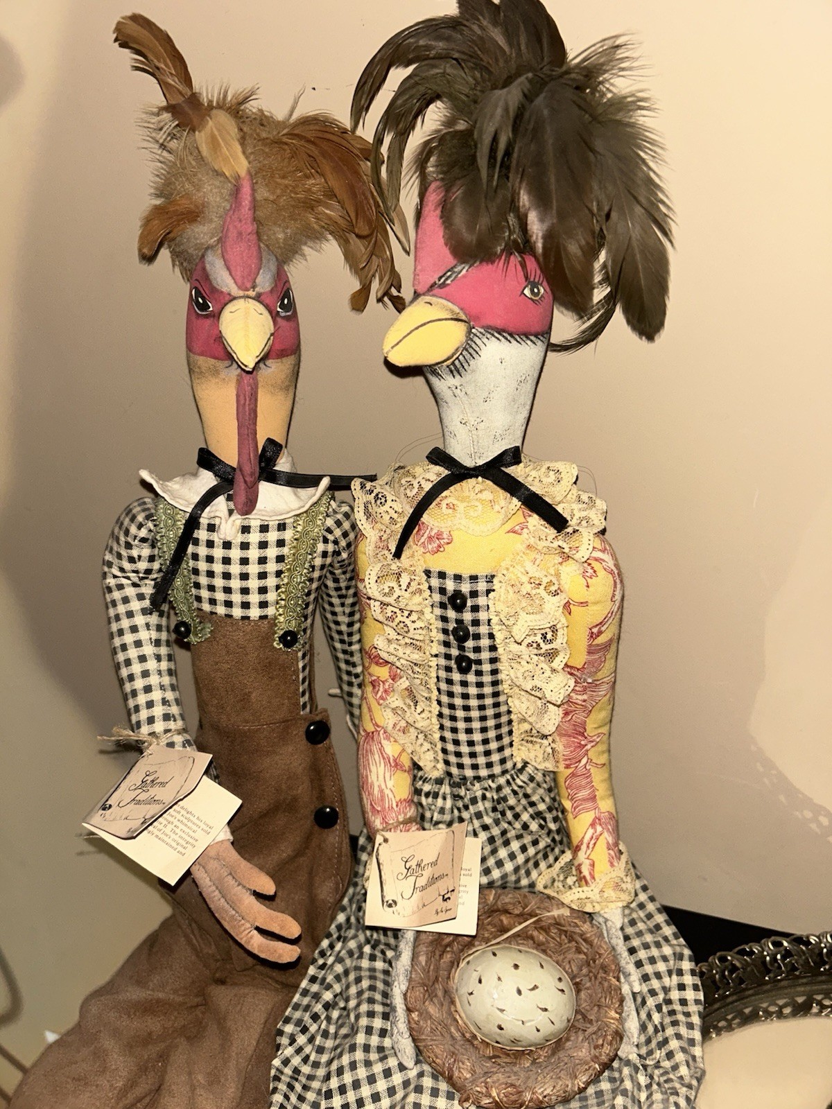 Gathered Traditions Reginald Rooster And Hermoine Hen By Joe Spencer