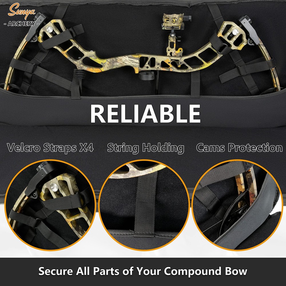 SUNYA Compound Bow Case with Molle System - Neoprene Bow String Protection & Pad