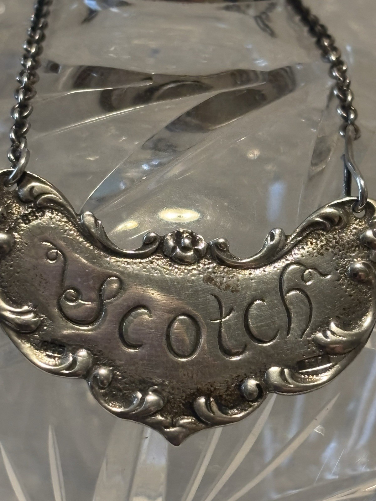 Spritz&Firman Crystal And Silver Collar Decanter From Mid 20Th Century With Tag