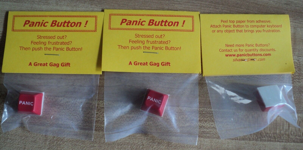 (3) Vintage "PANIC" Button Keycap Keyboard Novelty Item Mint In Package