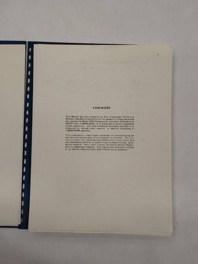 Aero Commander 1961 Model 680F Pressurized Flight Manual-Original