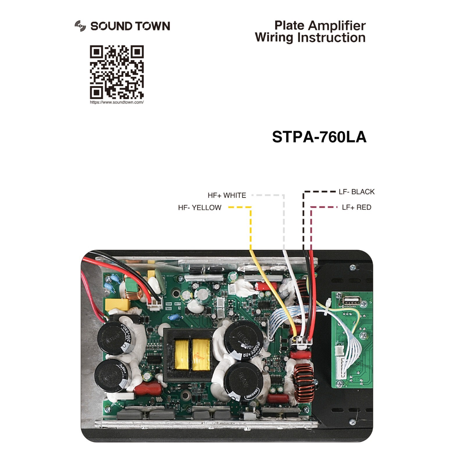 Sound Town Class-D Plate Amplifier 550W Continuous 2-Channel DSP (STPA-760LA)