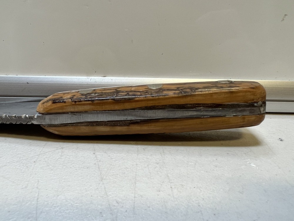 Custom 10.75" Fixed Damascus Steel Knife w/ Wood Handle