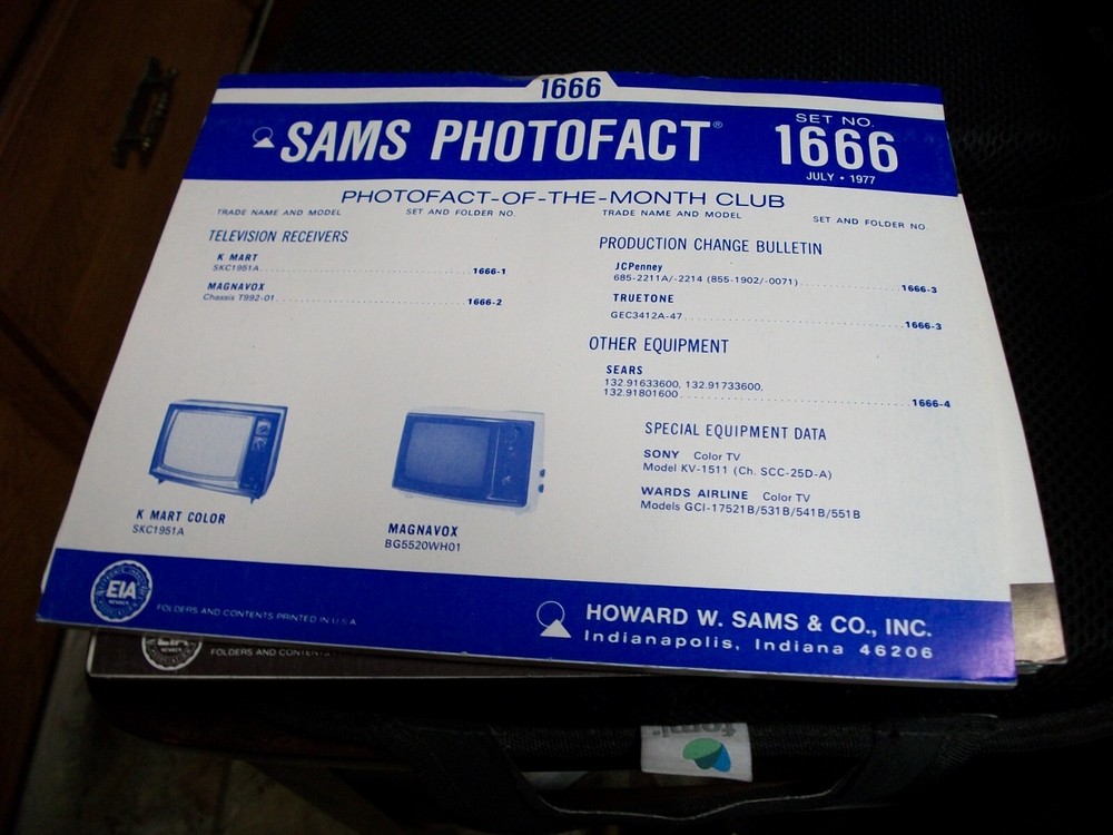 SAMS PHOTOFACT FOLDER SET NO. 1666