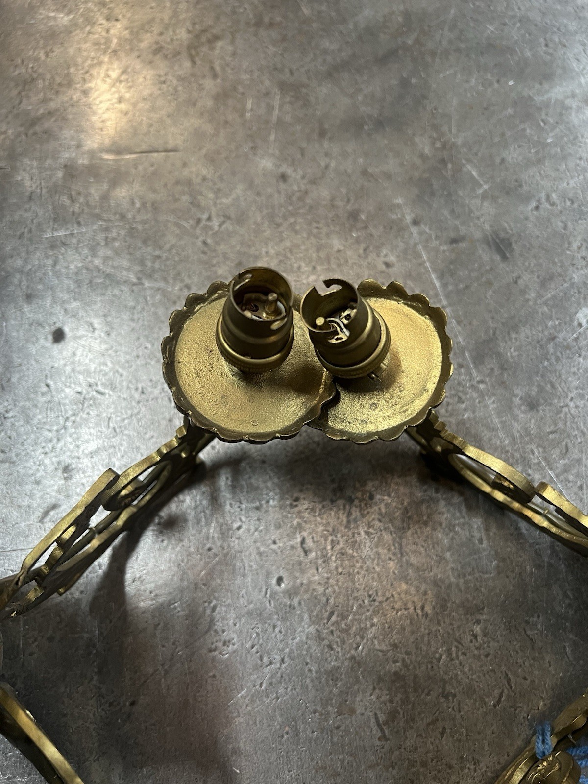 Set of 4 Antique Victorian Brass Double Arm Wall Sconces NOS Vintage Bundle/Set