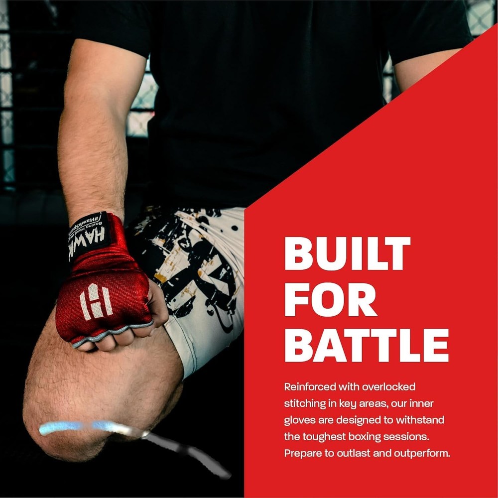 Hawk Inner Gloves: Gel Padding and Extra Brace Hand Wraps for Robust Training
