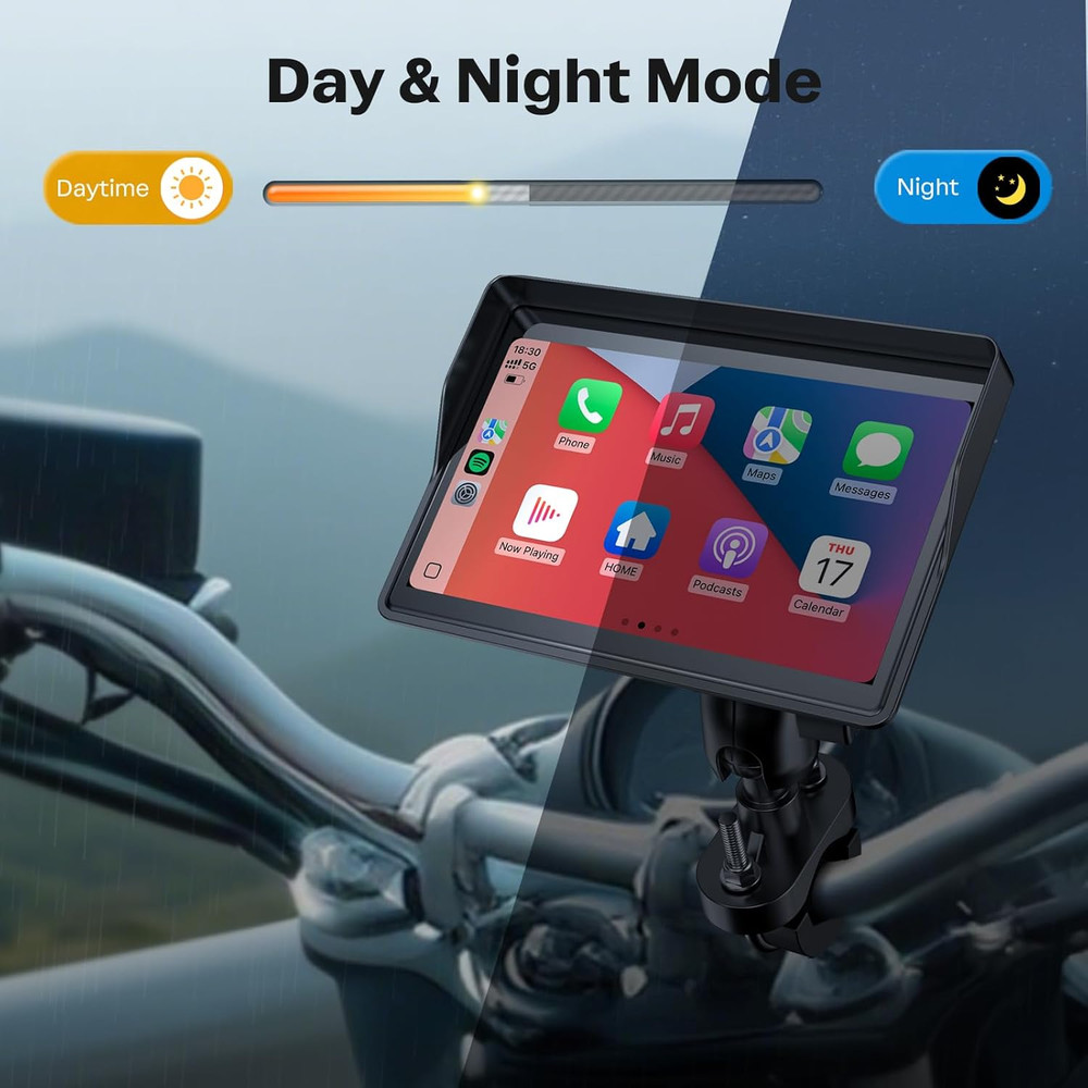 Motorcycle Carplay, 5-inch HD Touchscreen, GPS Navigation System with Android