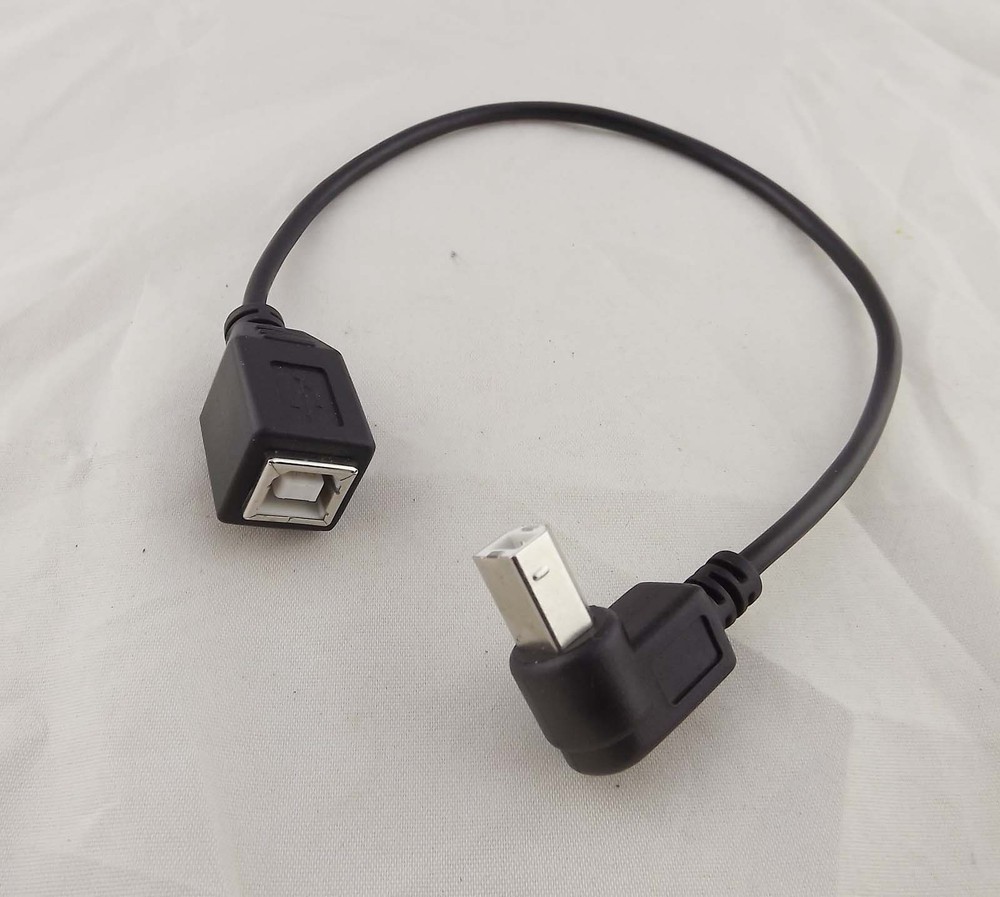 USB 2.0 B Female To Down Angle USB B Male Printer Short Data Cable Adapter 1ft